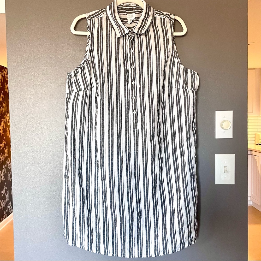 Sigrid Olsen Linen Striped Sleeveless Shift Dress Size 1X EUC